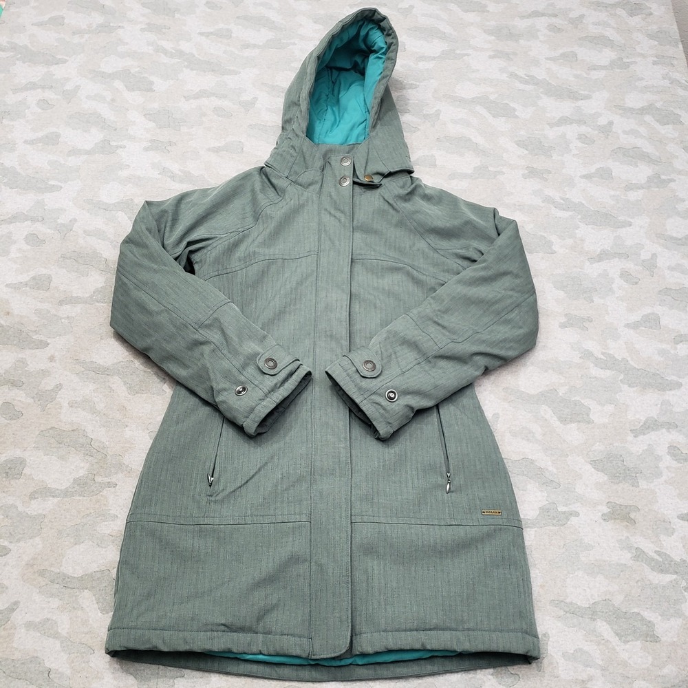 Prana Coat Womens Small Green‎ Full Zip Pockets Hooded Outdoors